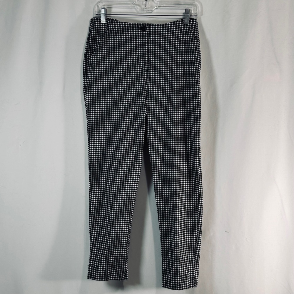Worthington Womens Black White Gingham Slim Ankle Pants Trousers‎ Size 10 Office